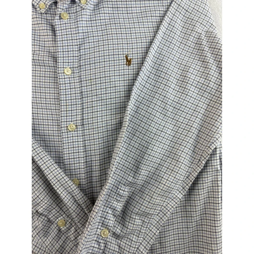 Ralph Lauren Kids Blue Plaid Long Sleeve Button Down‎ Shirt - Size L